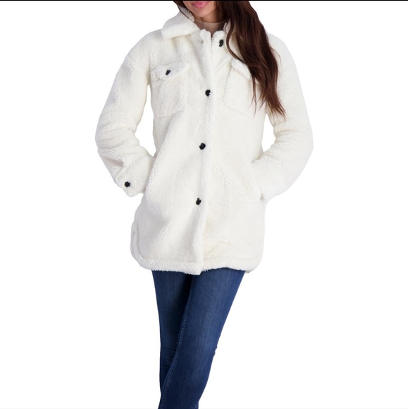 Lucky Brand FAUX FUR Long Sleeve Button Up Coat Designer #691 - Picture 11 of 14